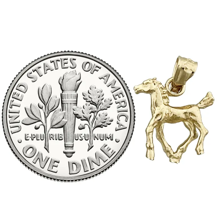 Charm Necklaces Goldia 14K Gold 3D Horse Calf Charm