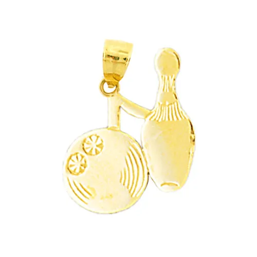 Charm Necklaces Goldia 14K Gold Silhouette Bowling Pin and Ball Charm