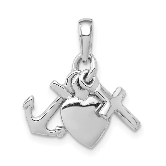 Charm Necklaces Goldia 14k White Gold 3D Faith Hope and Charity Charm