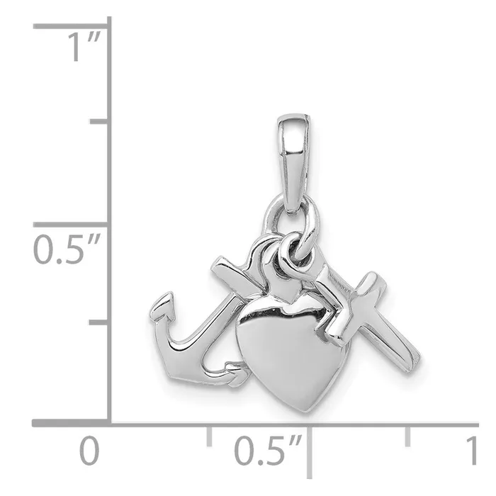Charm Necklaces Goldia 14k White Gold 3D Faith Hope and Charity Charm