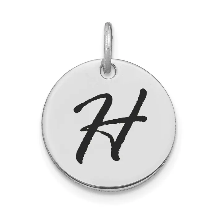 Charm Necklaces Goldia 14k White Goldw Polished Black Enamel Letter H Initial Disk Charm Charm Necklaces Goldia 14k White Goldw Polished Black Enamel Letter H Initial Disk Charm