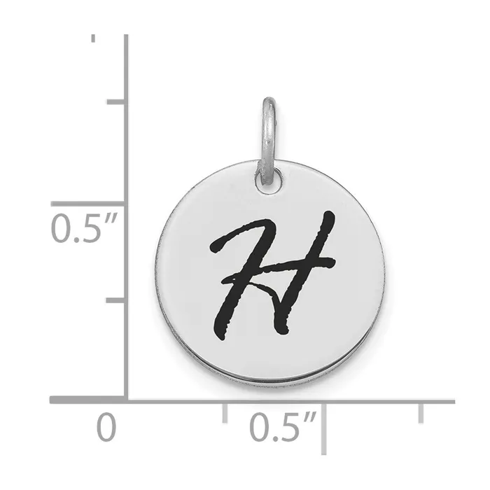 Charm Necklaces Goldia 14k White Goldw Polished Black Enamel Letter H Initial Disk Charm