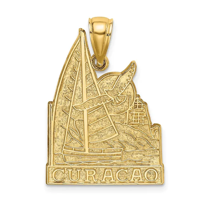 Charm Necklaces Goldia 14k Yellow Gold CURACAO w Sailboat and Seagull Charm Charm Necklaces Goldia 14k Yellow Gold CURACAO w Sailboat and Seagull Charm