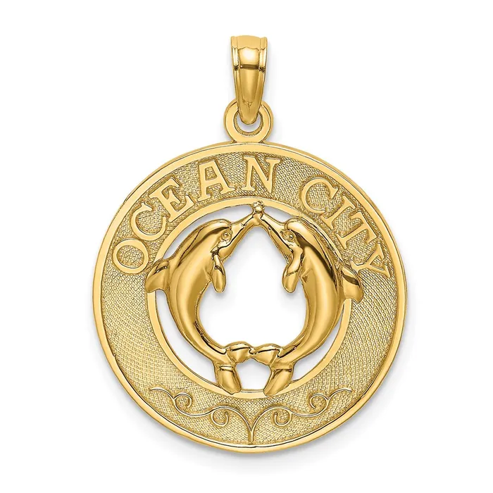 Charm Necklaces Goldia 14k Yellow Gold OCEAN CITY w Dolphins Charm