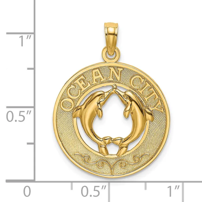 Charm Necklaces Goldia 14k Yellow Gold OCEAN CITY w Dolphins Charm