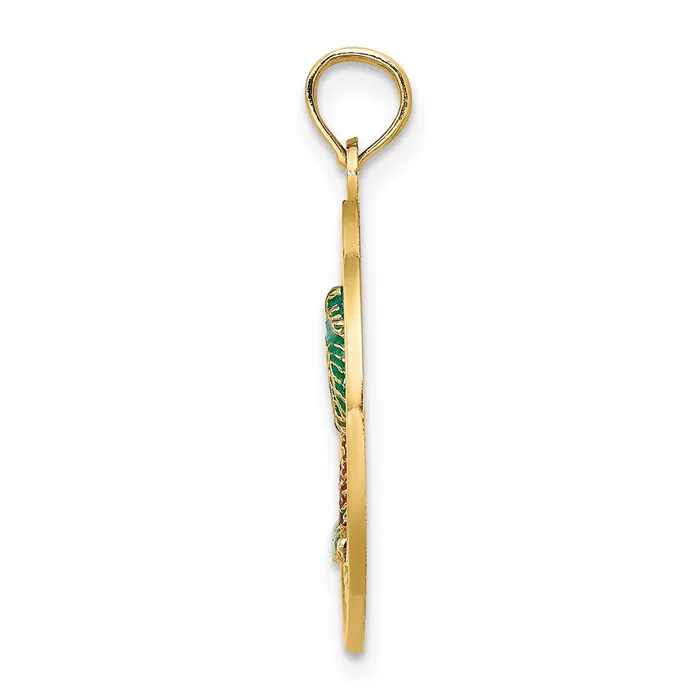 Charm Necklaces Goldia 14k Yellow Gold SARASOTA Circle w Enamel Palm Tree Charm