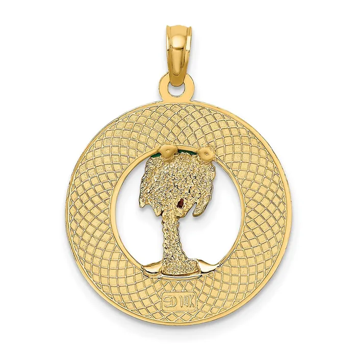 Charm Necklaces Goldia 14k Yellow Gold SARASOTA Circle w Enamel Palm Tree Charm