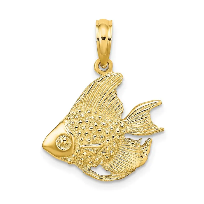 Charm Necklaces Goldia 14k Yellow Gold Textured Fish Charm