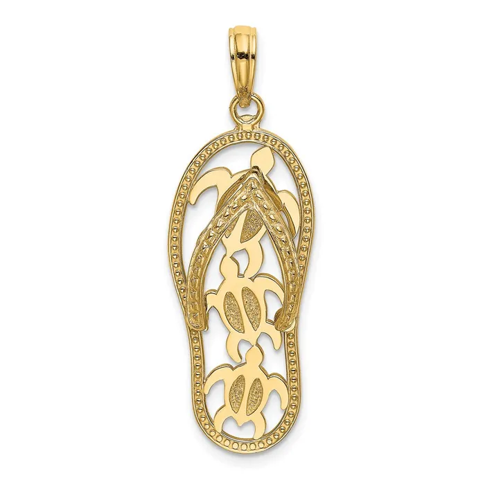 Charm Necklaces Goldia 14k Yellow Gold Triple Turtle FlipFlop Charm