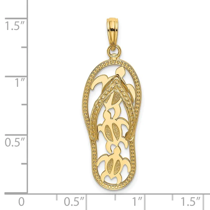Charm Necklaces Goldia 14k Yellow Gold Triple Turtle FlipFlop Charm
