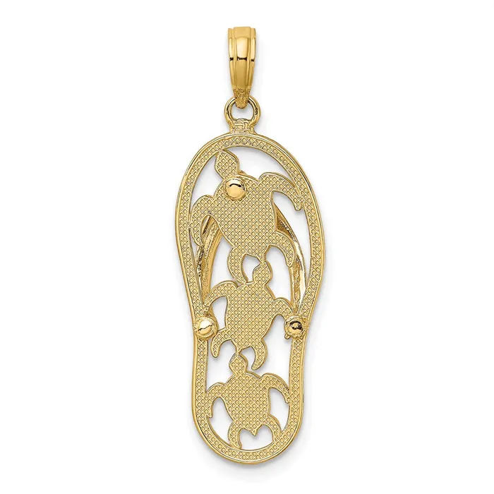 Charm Necklaces Goldia 14k Yellow Gold Triple Turtle FlipFlop Charm