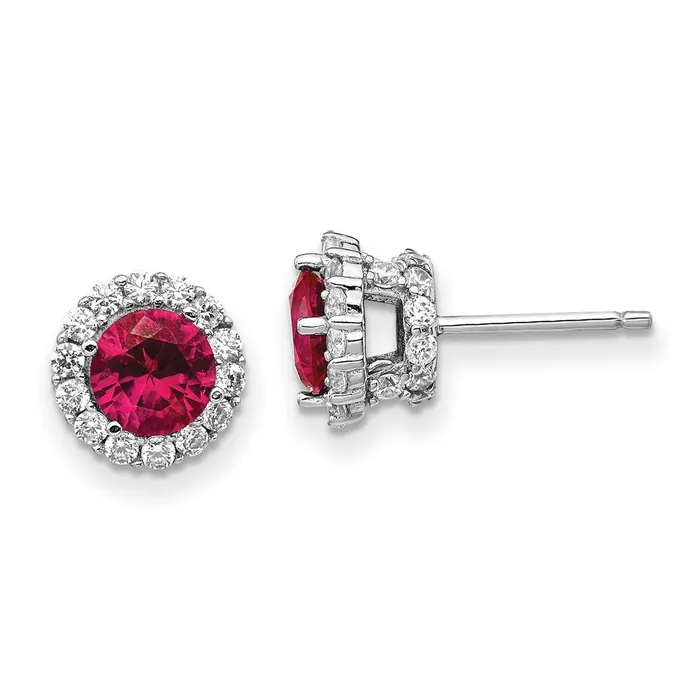 Cheryl M Sterling Silver Rhodiumplated Brilliantcut Lab Created Ruby and Brilliantcut White CZ Round Halo Post Earrings Goldia Earrings Cheryl M Sterling Silver Rhodiumplated Brilliantcut Lab Created Ruby and Brilliantcut White CZ Round Halo Post Earrings Goldia Earrings