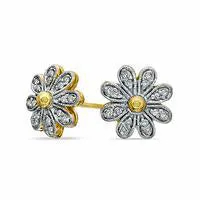 Diamond Accent Daisy Stud Earrings in Sterling Silver and 14K Gold Plate Goldia Earrings Diamond Accent Daisy Stud Earrings in Sterling Silver and 14K Gold Plate Goldia Earrings