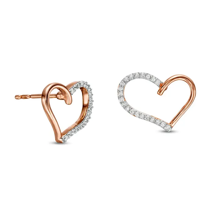Earrings 013 CT TW Diamond Heart Outline Stud Earrings in 10K Rose Gold Goldia Earrings 013 CT TW Diamond Heart Outline Stud Earrings in 10K Rose Gold Goldia