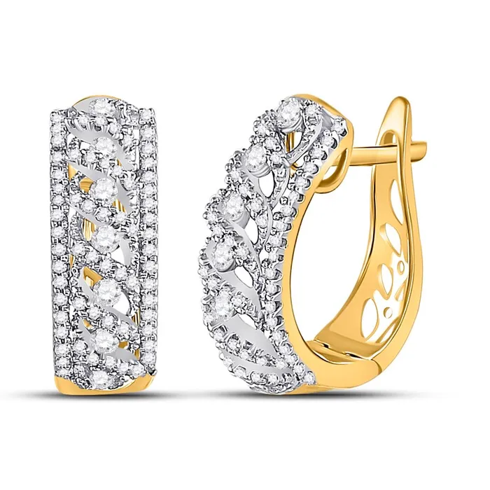 Earrings 10k Yellow Gold Round Diamond Crisscrossed Openwork Hoop Earrings 34 Cttw gndatlanta Earrings 10k Yellow Gold Round Diamond Crisscrossed Openwork Hoop Earrings 34 Cttw gndatlanta