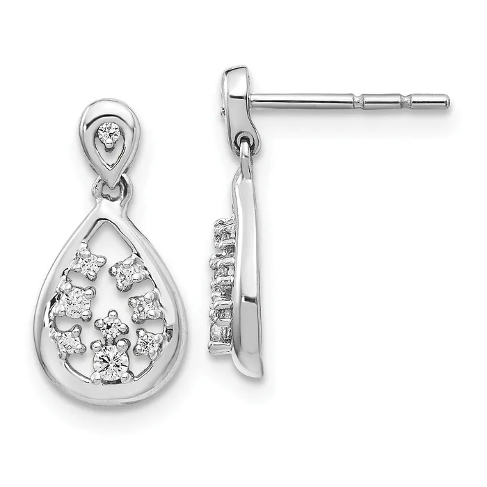 Earrings 14k White Gold 16 Ct Lab Grown Diamond VSSI G Dangle Teardrop Post Earrings Goldia