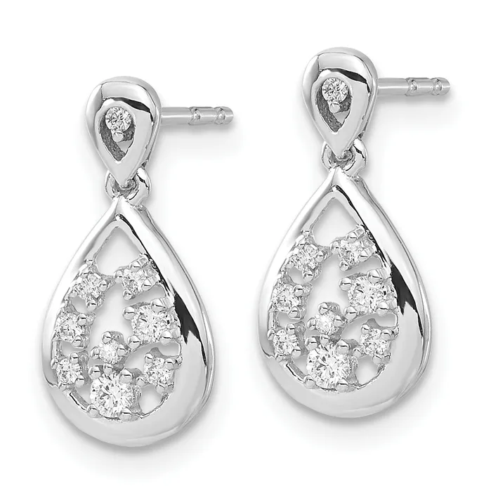 Earrings 14k White Gold 16 Ct Lab Grown Diamond VSSI G Dangle Teardrop Post Earrings Goldia