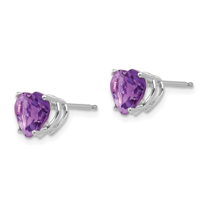 Earrings 14k White Gold 7mm Heart Amethyst Earrings Goldia