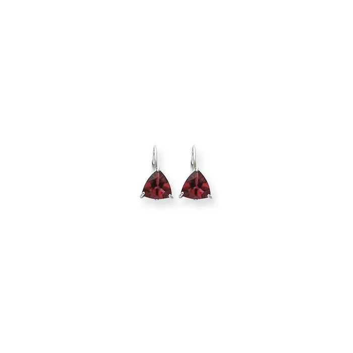 Earrings 14k White Gold 7mm Rhodolite Garnet Trillion Leverback Earrings Goldia Earrings 14k White Gold 7mm Rhodolite Garnet Trillion Leverback Earrings Goldia