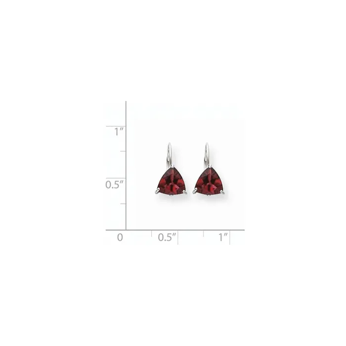 Earrings 14k White Gold 7mm Rhodolite Garnet Trillion Leverback Earrings Goldia
