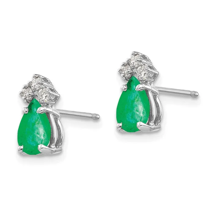 Earrings 14k White Gold 7x5mm Pear Emerald A Real Diamond Earrings Goldia