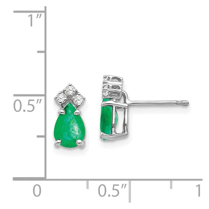 Earrings 14k White Gold 7x5mm Pear Emerald A Real Diamond Earrings Goldia