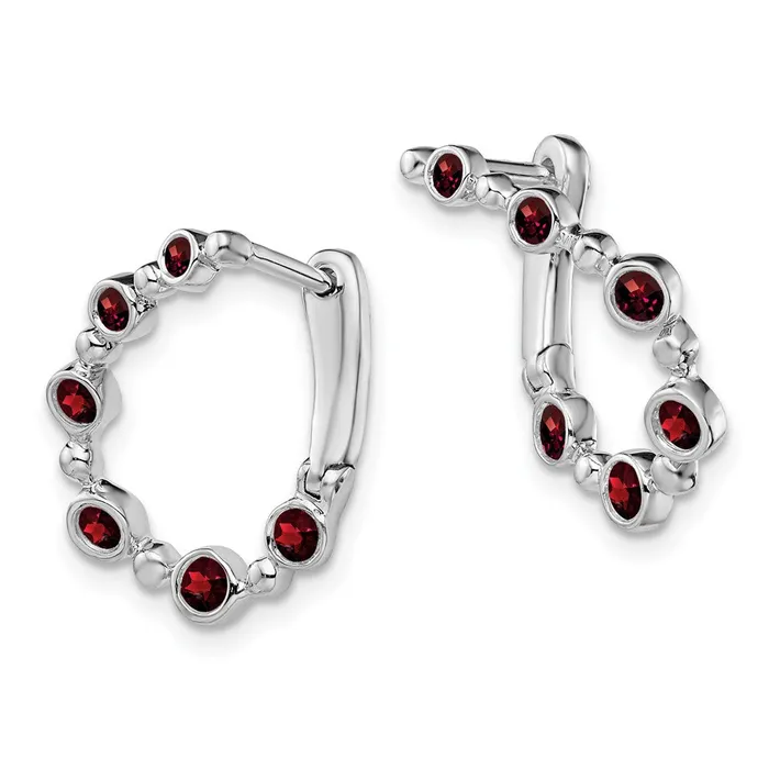 Earrings 14k White Gold Garnet Teardrop Hoop Earrings Goldia