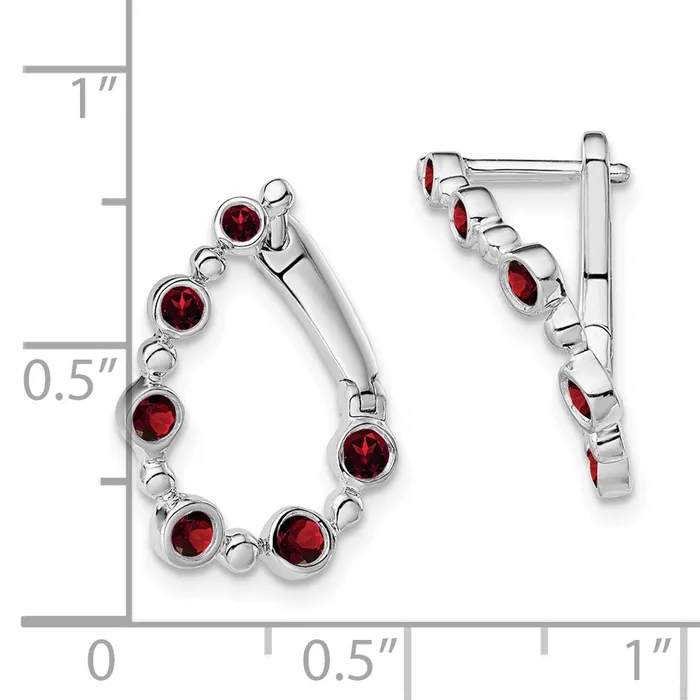 Earrings 14k White Gold Garnet Teardrop Hoop Earrings Goldia