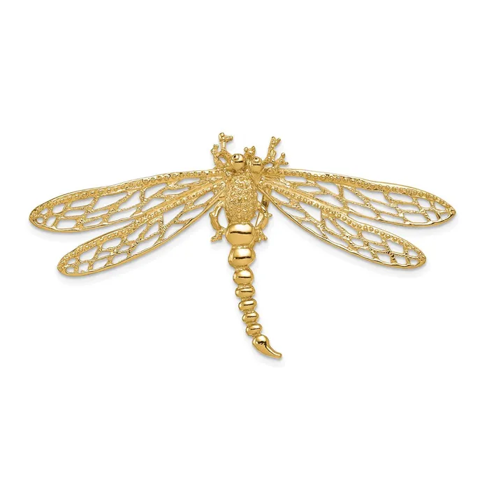 Earrings 14k Yellow Gold Cutout Dragonfly Slide Goldia
