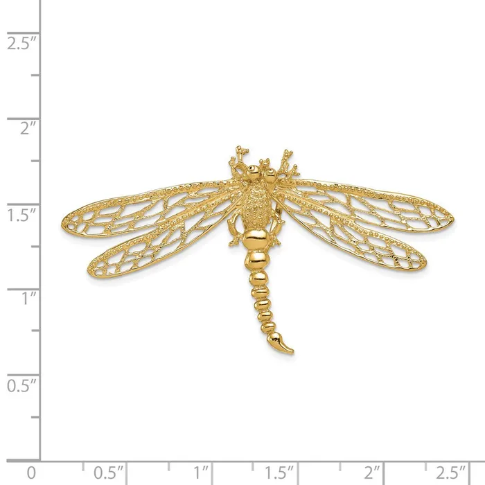 Earrings 14k Yellow Gold Cutout Dragonfly Slide Goldia
