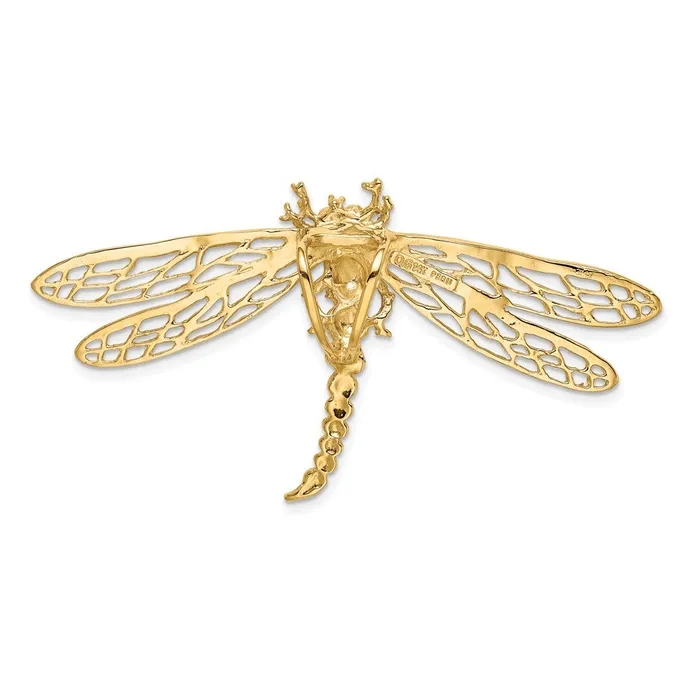 Earrings 14k Yellow Gold Cutout Dragonfly Slide Goldia