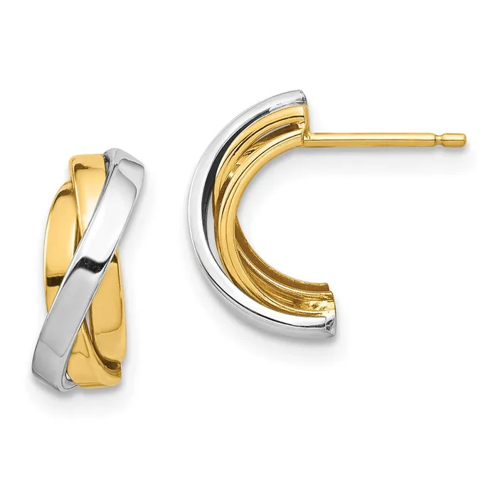 Earrings 14k Yellow Rhodium Gold White Rhodium Triple CHoop Post Earrings Goldia Earrings 14k Yellow Rhodium Gold White Rhodium Triple CHoop Post Earrings Goldia