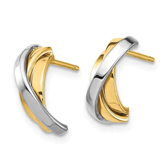 Earrings 14k Yellow Rhodium Gold White Rhodium Triple CHoop Post Earrings Goldia
