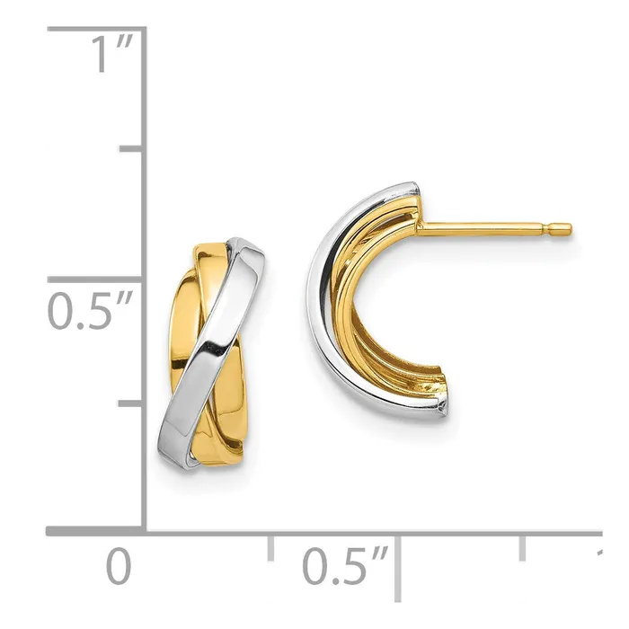 Earrings 14k Yellow Rhodium Gold White Rhodium Triple CHoop Post Earrings Goldia