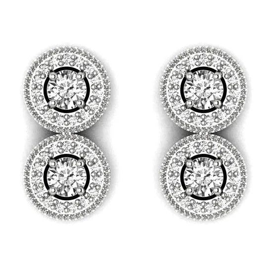 Earrings 14KW AA Diamond 2 stone Earring Semi Mount 35 mm center stones goldiaca Earrings 14KW AA Diamond 2 stone Earring Semi Mount 35 mm center stones goldiaca