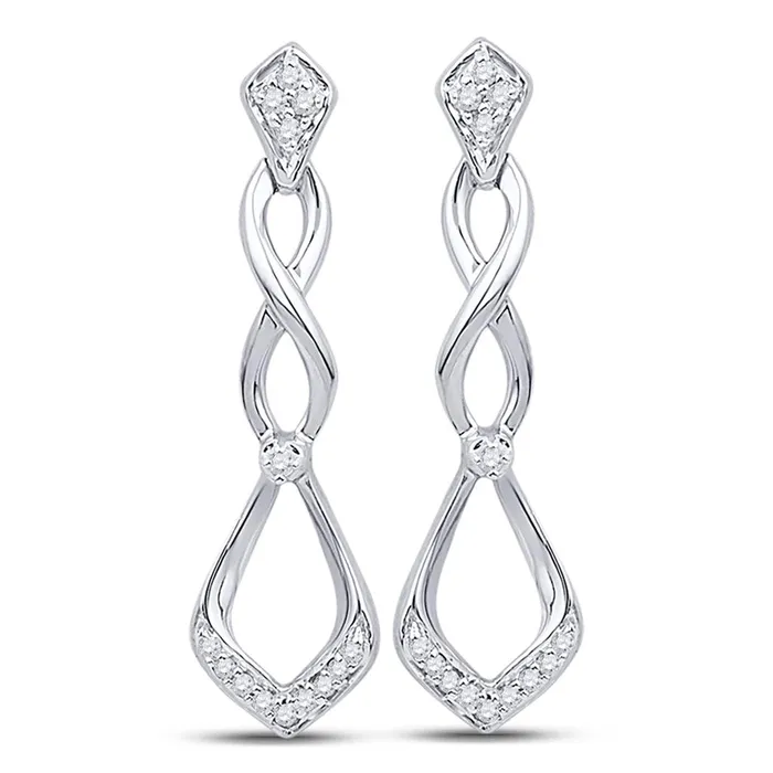 Earrings gndatlanta 14k White Gold Round Diamond Cascading Teardrop Dangle Earrings 110 Cttw Earrings gndatlanta 14k White Gold Round Diamond Cascading Teardrop Dangle Earrings 110 Cttw