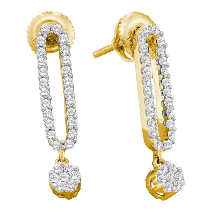 Earrings gndatlanta 14k Yellow Gold Flower Cluster Diamond Stud Earrings 12 Cttw Earrings gndatlanta 14k Yellow Gold Flower Cluster Diamond Stud Earrings 12 Cttw
