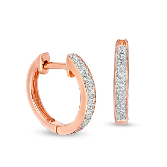 Earrings Goldia 007 CT TW Diamond Huggie Hoop Earrings in 14K Rose Gold