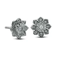 Earrings Goldia 017 CT TW Diamond Flower Stud Earrings in Sterling Silver Earrings Goldia 017 CT TW Diamond Flower Stud Earrings in Sterling Silver