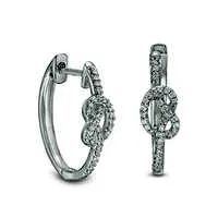 Earrings Goldia 017 CT TW Diamond Knot Hoop Earrings in Sterling Silver