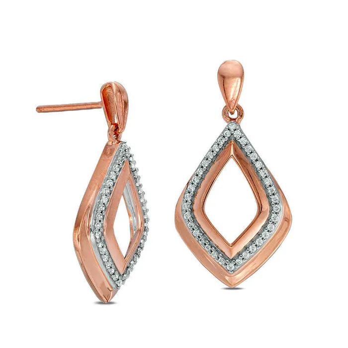 Earrings Goldia 02 CT TW Diamond Open KiteShaped Doorknocker Earrings in 10K Rose Gold Earrings Goldia 02 CT TW Diamond Open KiteShaped Doorknocker Earrings in 10K Rose Gold