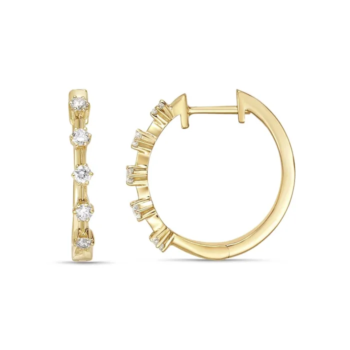Earrings Goldia 025 CT TW Diamond Five Stone Station Hoop Earrings in 10K Gold Earrings Goldia 025 CT TW Diamond Five Stone Station Hoop Earrings in 10K Gold