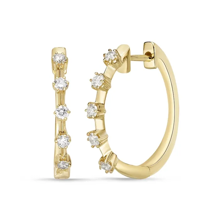 Earrings Goldia 025 CT TW Diamond Five Stone Station Hoop Earrings in 10K Gold Earrings Goldia 025 CT TW Diamond Five Stone Station Hoop Earrings in 10K Gold