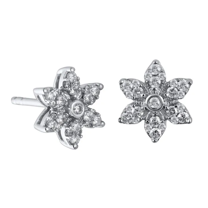 Earrings Goldia 025 CT TW Diamond Flower Stud Earrings in 10K White Gold Earrings Goldia 025 CT TW Diamond Flower Stud Earrings in 10K White Gold