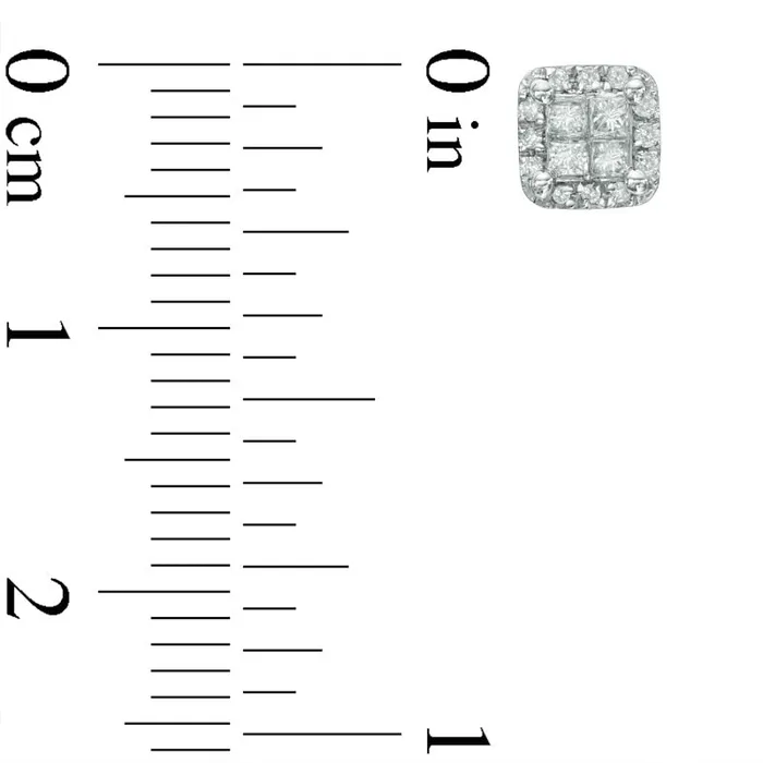 Earrings Goldia 025 CT TW Quad PrincessCut Diamond Frame Stud Earrings in 14K White Gold Earrings Goldia 025 CT TW Quad PrincessCut Diamond Frame Stud Earrings in 14K White Gold