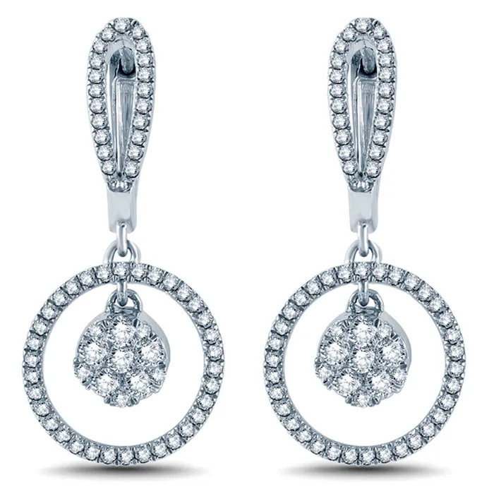 Earrings Goldia 063 CT TW Diamond Cluster Circle Drop Earrings in 10K White Gold Earrings Goldia 063 CT TW Diamond Cluster Circle Drop Earrings in 10K White Gold