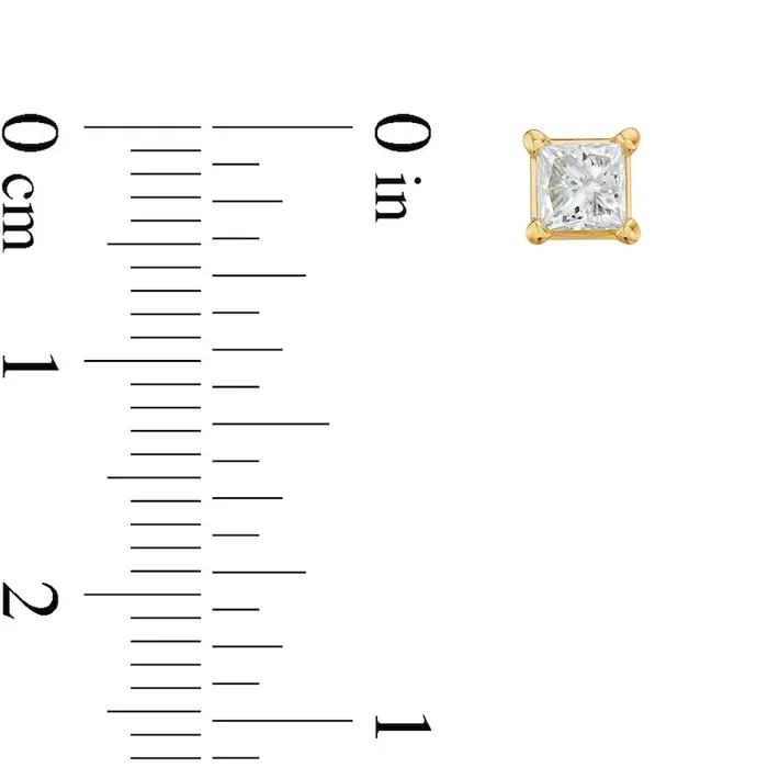 Earrings Goldia 088 CT TW PrincessCut Diamond Solitaire Stud Earrings in 14K Gold JI1 Earrings Goldia 088 CT TW PrincessCut Diamond Solitaire Stud Earrings in 14K Gold JI1