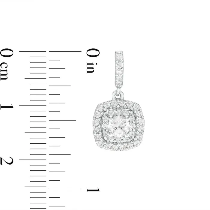 Earrings Goldia 111 CT TW Diamond Double Cushion Frame Drop Earrings in 14K White Gold Earrings Goldia 111 CT TW Diamond Double Cushion Frame Drop Earrings in 14K White Gold