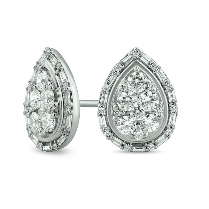 Earrings Goldia 1 CT TW Composite Diamond Art Deco Teardrop Frame Stud Earrings in 10K White Gold Earrings Goldia 1 CT TW Composite Diamond Art Deco Teardrop Frame Stud Earrings in 10K White Gold