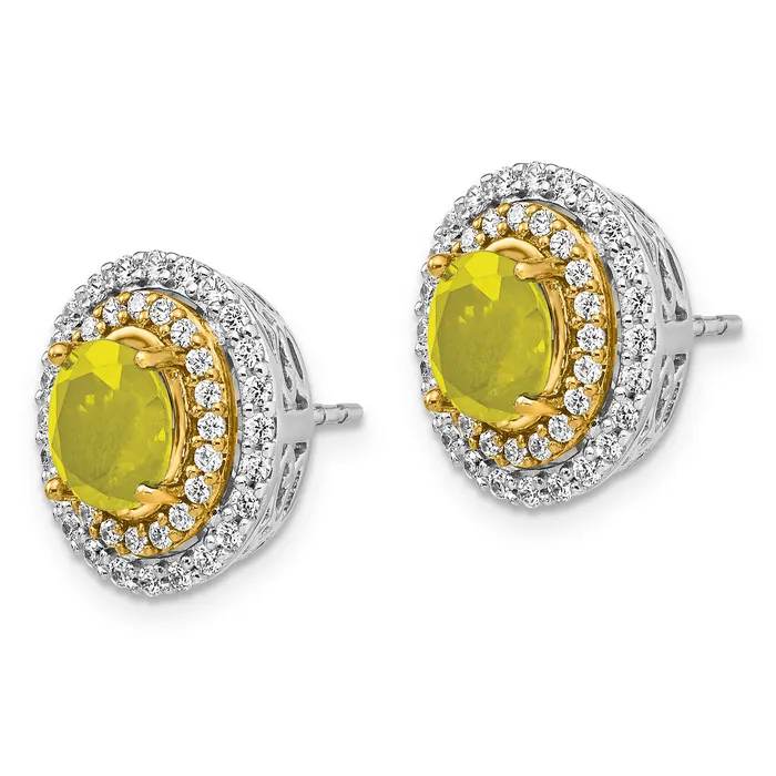 Earrings Goldia 14K TwoTone Lab Grown VSSI G Diamond Created Yellow Sapphire Earrings